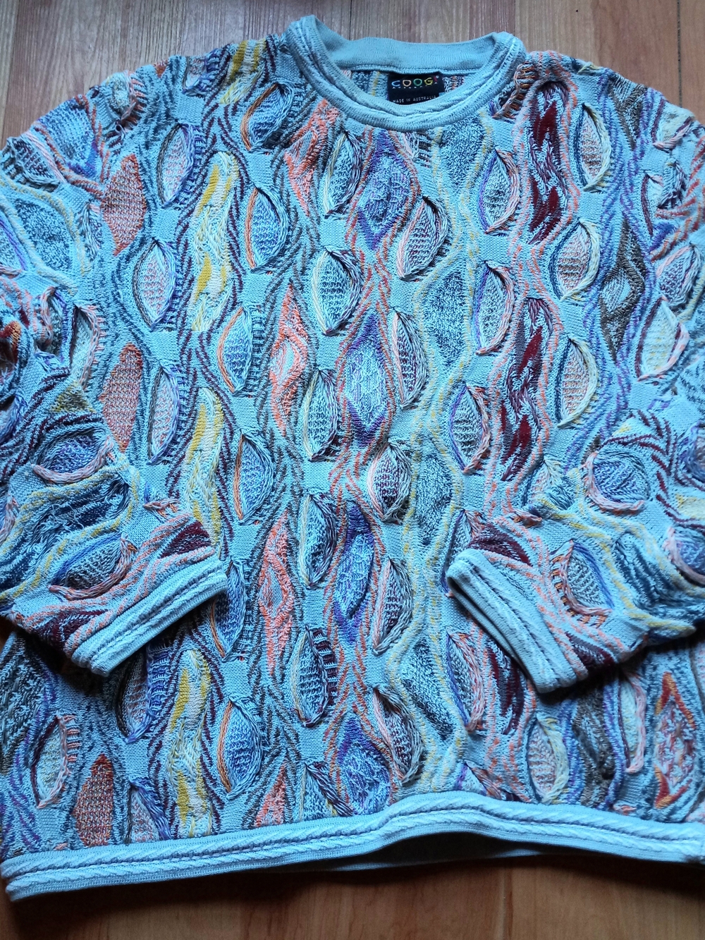 🔥 Closing 👀 Out 🔥 COOGI EUC  90s Teal And Pastels Textured  Sweater